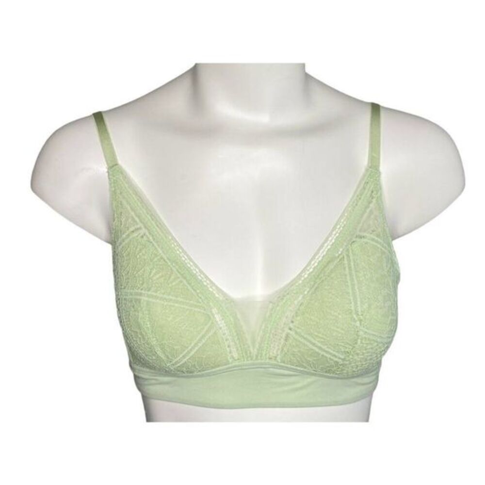 Auden Bralette Women's LARGE Light Green Lace Light-Padding Adjustable LIned NEW